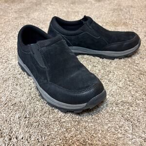 George Genuine Leather Black Slip On Shoes Men Size 7 Memory Foam